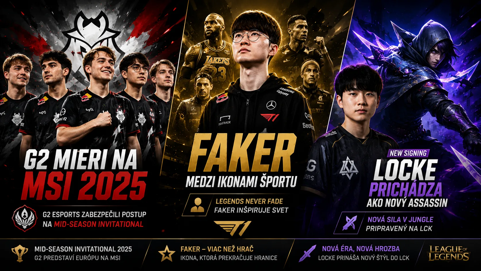League of Legends novinky: G2 mieri na MSI, Faker medzi ikonami športu a Locke prichádza ako nový assassin