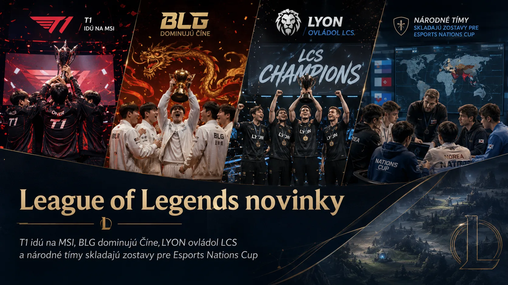League of Legends novinky: T1 idú na MSI, BLG dominujú Číne, LYON ovládol LCS a národné tímy skladajú zostavy pre Esports Nations Cup